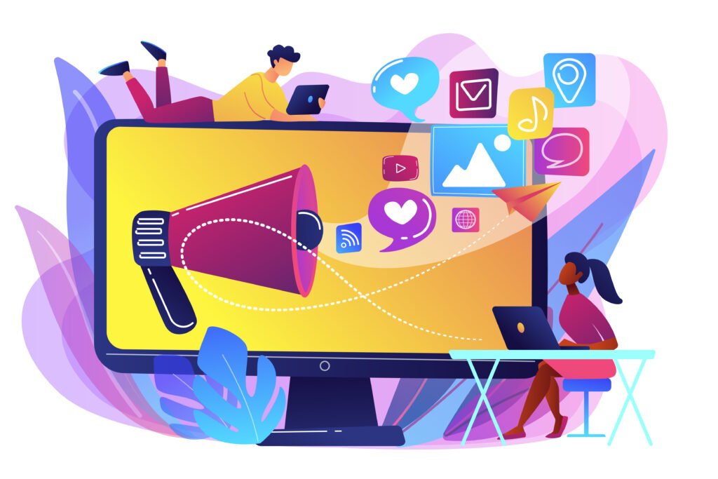 Social media marketing concept vector illustration.