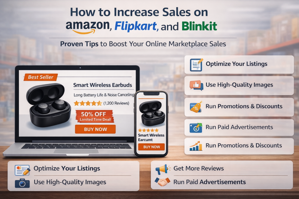 Increase sales on amazon, flipkart, and blinkit